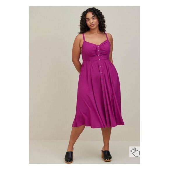 Torrid Purple Challis Button Front Midi Dress Sz.4 NWT - Picture 1 of 16